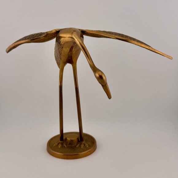 MCM Set Of 2 Heron Crane Egret Mid Century Modern Solid Brass Vintage 1970s - Picture 5 of 12